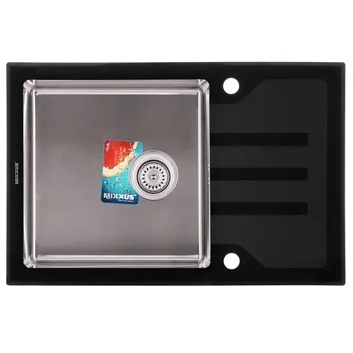 Кухонна мийка Mixxus MX(304)7851-200x1.2-HM-Glass MX0574, Чорний - фото 1