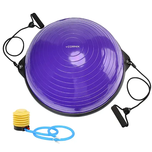 Балансировочная платформа (полусфера) Cornix Bosu Ball 58 см с эспандерами Violet XR-0454 - фото 1