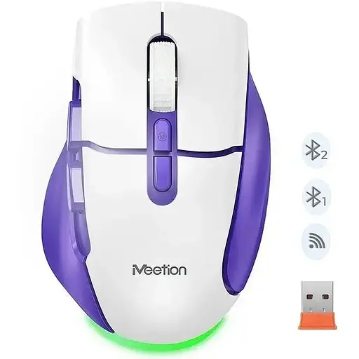 Комп'ютерна миша BTM001 RGB підсвічування 2400 DPI 7 кнопок USB 2.4G бездротова ігрова White-purple - фото 4