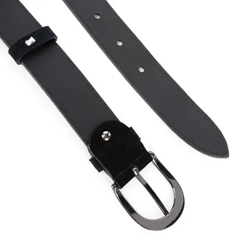 Ремень женский замшевый PS-3413 черный с темной пряжкой (125 см) - фото 4