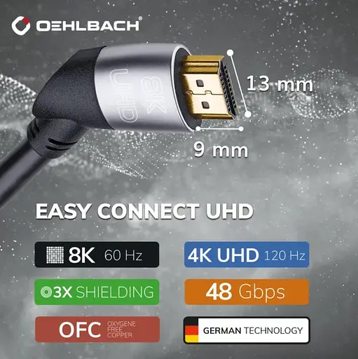 Кабель HDMI Oehlbach Easy Connect UHD v2.1 8K 48Gbit HDR ARC 2 м - фото 3