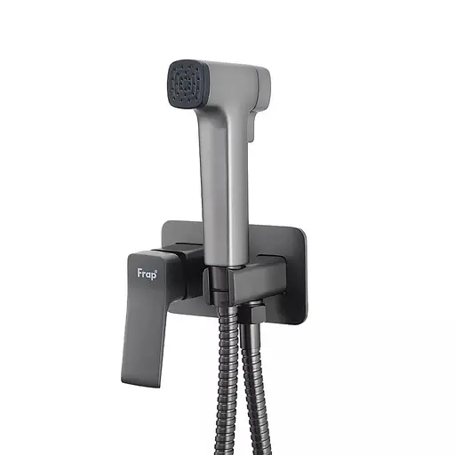 Набір гігієнічного душу прихованого монтажу, матова сталь Frap F2084-9, Графітовий хром - фото 1