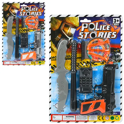 Набір зі зброєю поліція, пістолет, 3 присоски, палиця, ніж, рація, 21.5x31.5x3 см - фото 2