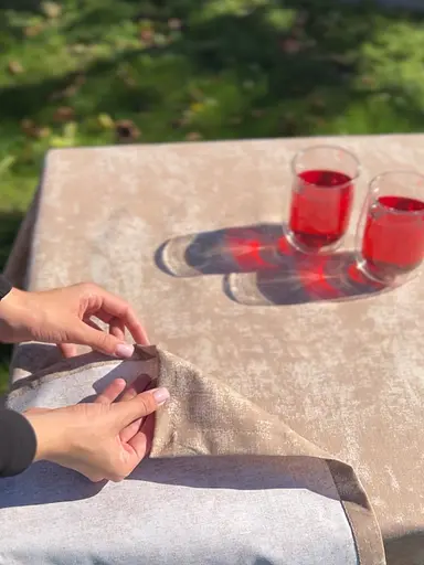 Водовідштовхувальна скатертина Мармур бежевий 260х180 см - фото 8