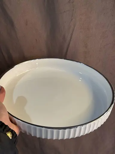 Керамическое блюдо 1574S с рельефом на серебристой подставке 28 см - фото 8