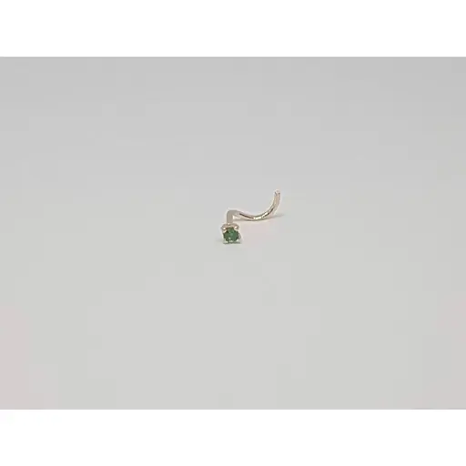 Золотая серьга-пирсинг в нос Dear с фианитом. 1018.1 Зеленый - фото 3