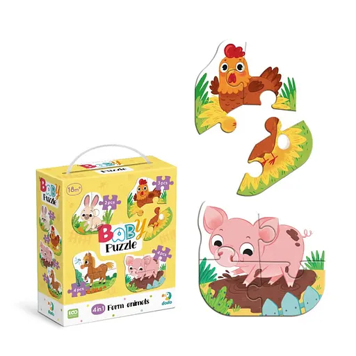 Дитячий пазл 4 в 1 "Baby puzzle. Сільські тварини" DoDo Toys 300686 набір 4 в 1 - фото 2