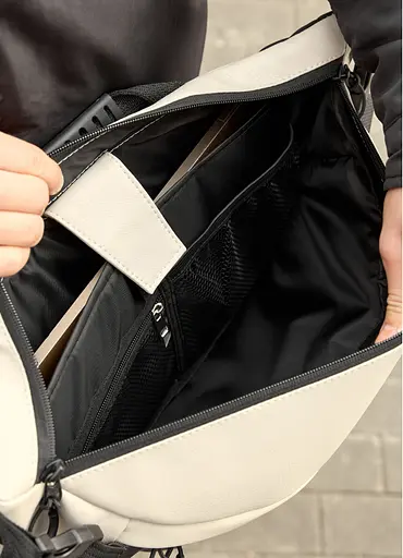 Мужская сумка-бананка под ноутбук Sambag Urban Laptop тепло-серая 46×26 см (51411030m) - фото 5