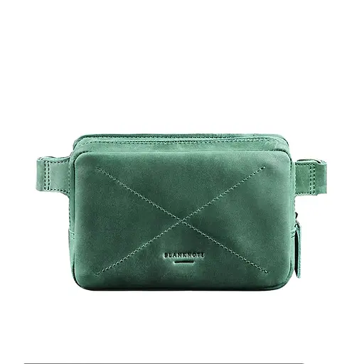 Шкіряна поясна сумка Dropbag Mini зелена Crazy Horse - фото 10
