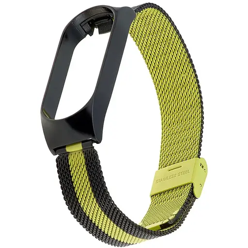 Ремешок Миланская Петля Mi Band 5/6 Черный Lime - фото 1