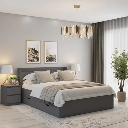 Ліжко двоспальне MebelStar Адель з ящиками 160x200 см Антрацит (MBS-1426)