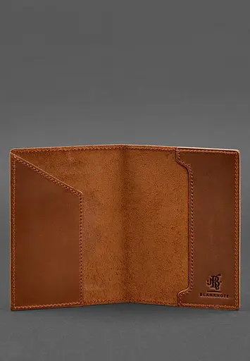 Кожаная обложка для паспорта с австрийским гербом светло-коричневая Crazy Horse - фото 4