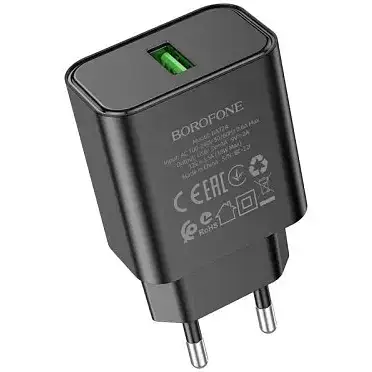 Сетевое зарядное устройство для Borofone BA72A Spring 18W/QC3.0/1USB черный - фото 1