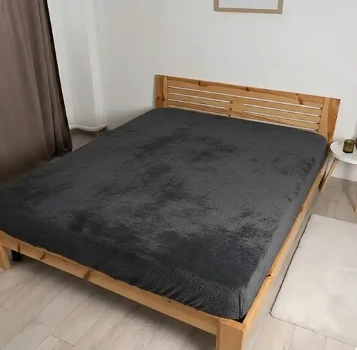 Простирадло Фліс Темно-сірий тепле м'яке простирадло 200 x 230 м для ліжка - фото 1