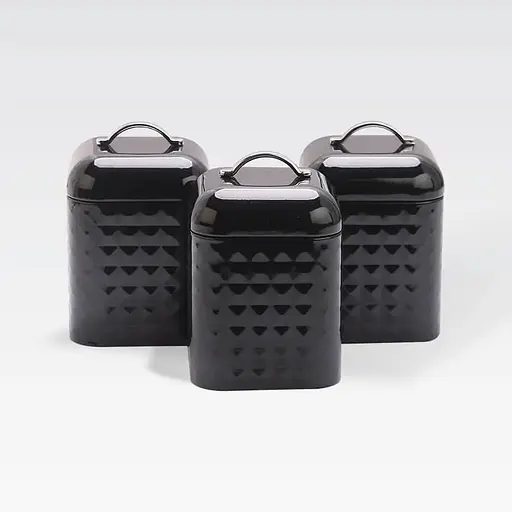 Набор металлических емкостей Maestro MR-1676-3S-BLACK для чая кофе и сахара Комплект из трех баночек 900мл - фото 1