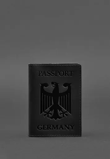 Кожаная обложка для паспорта с гербом Германии черная Crazy Horse - фото 2