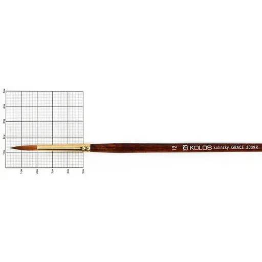 Кисть колонок круглая Grace 3039R №12 длинная ручка Kolos [CD]