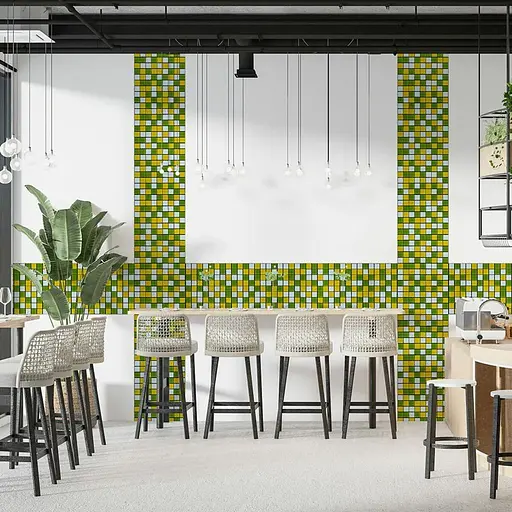 Мозаїка дзеркальна Wall Sticker 298х298х4.5мм Жовто-зелена SW-00002362 - фото 5