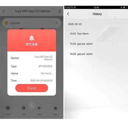 Wifi датчик утечки природного газа + угарного газа 2 в 1 Konlen CM-20, уведомление в приложение на смартфон (100684) - фото 7