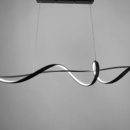 Хвилеподібна люстра у чорному корпусі в 2-х розмірах | Арт. H 26L BK | Line F - фото 5