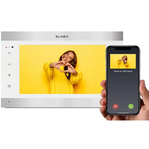 Wi-Fi відеодомофон Slinex SL-10N Cloud (silver + white), AHD, 10” сенсорний IPS екран, переадресація на тел Smart Call, 300 x 65 x 306 мм