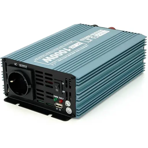 Інвертор напруги Mexxsun MXS-1000, 12V/220V, 1000W з модифікованою синусоїдою, 1 Shuko, 1 USB, клемні дроти, Q6