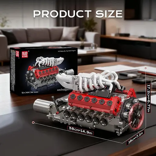 Конструктор двигун Mould King V12  Naturally Aspirated Engine Ferrari моторизований дитячий мотор 1366 деталей - фото 8