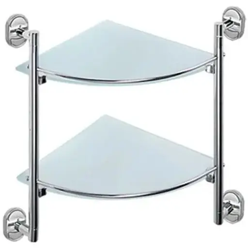 Полиця кутова скляна двоярусна Zerix Z1607-2 ZX0534, хром - фото 1