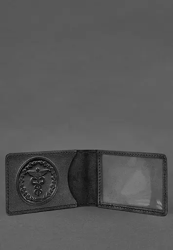 Кожаная обложка на удостоверение Государственной налоговой службы Черная - фото 3