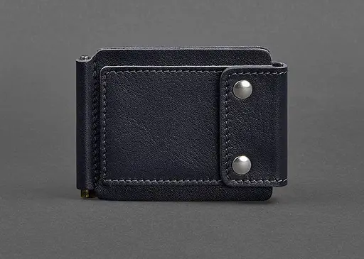 Мужское кожаное портмоне 10.0 зажим для денег темно-синий - фото 1
