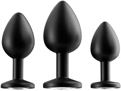 Набір анальних пробок I’MCUM Crystal Harmony Силіконові з кристалом 3 шт Чорний (IM-KGS201_set_bk) - фото 2