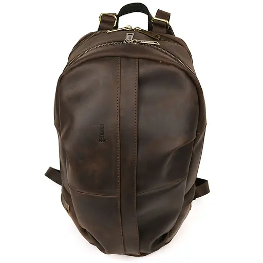 Мужской кожаный городской рюкзак коричневый крейзи хорс TARWA 47х28х18 см sum0028442 - фото 10
