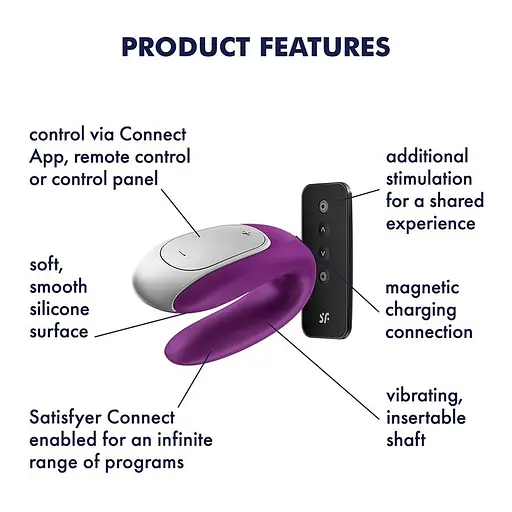 Вібратор для пар Satisfyer Double Fun 9 см фіолетовий - фото 4