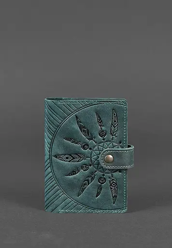 Женская кожаная обложка для паспорта 3.0 Инди зеленая - фото 2