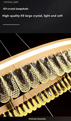 Люстра светодиодная потолочная Хрустальный круг PJ915 (Золотистый) 80см - фото 3