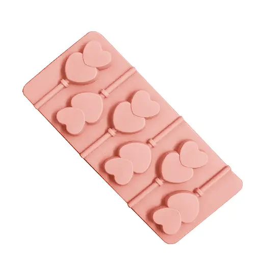 Силиконовая форма для леденцов и конфет на палочке "Сердечки", Kitchen Master Бежевый 87404 - фото 4