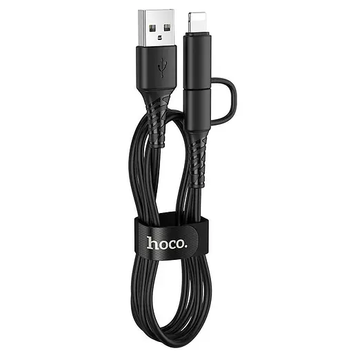 Кабель Hoco X54 Combo dual 2 в 1 - Micro USB и Lightning Cool двойной черный - фото 1