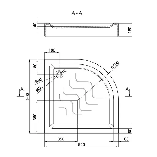 Душевой поддон Lidz Kupala ST90x90x16 - фото 4