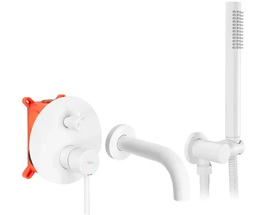Смеситель для ванны Rea Lungo white + BOX скрытого монтажа REA-B6440 Белый - фото 1