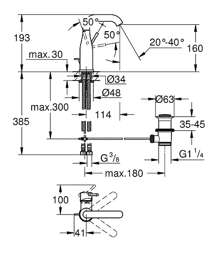 Смеситель для умывальника M-Size Grohe Essence 24173001 Хром - фото 3