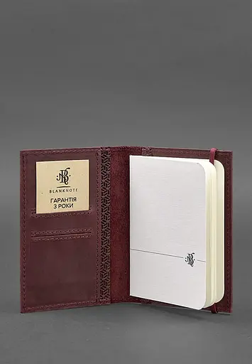 Шкіряна обкладинка для паспорта 2.0 бордова Карбон - фото 4