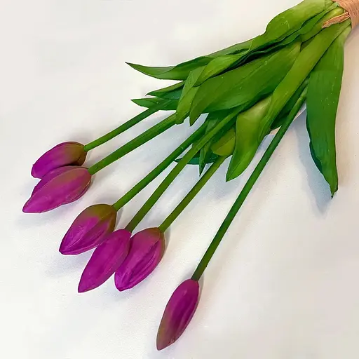 Тюльпани штучні Hvoya Real Touch латексні букет з 7 закритих бутонів фіолетові