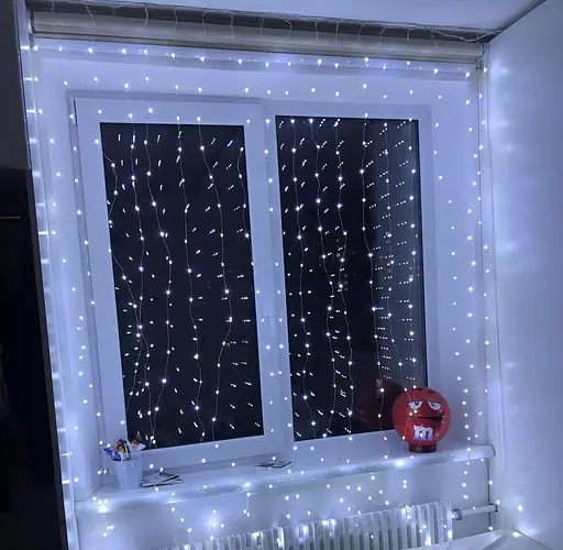 Гирлянда штора Водопад 720 led 3х3м Большая круглая лампа (прозрачный провод, 15 нитей) Холодный белый - фото 5