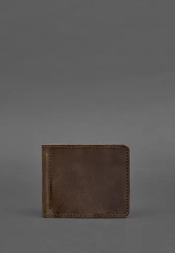 Мужской кожаный портмоне темно-коричневый 1.0 зажим для денег - фото 2