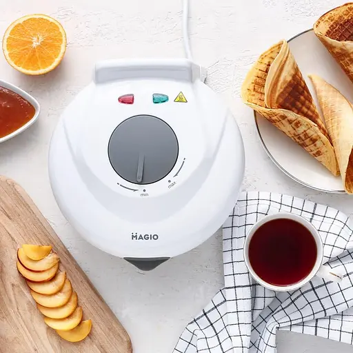 Електрична універсальна вафельниця Magio MG-398 770 Вт для трубочок, рожків та тонких вафель біла - фото 5