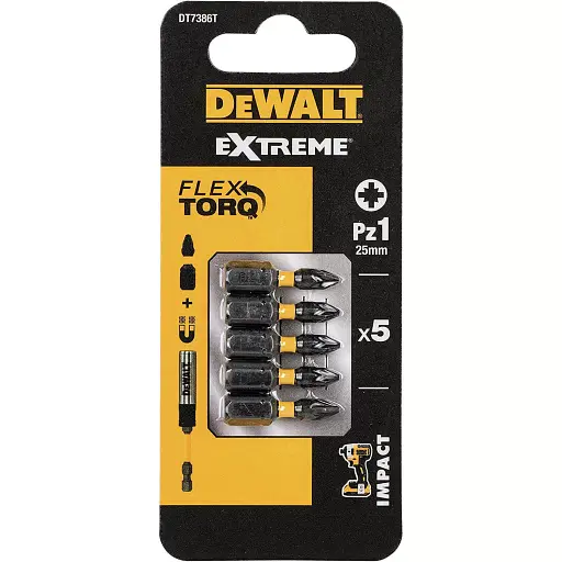 Набір біт DeWalt Impact Torsion Extreme ударні Pozidriv Pz1 L=25 мм 5 шт. (DT7386T) - фото 3