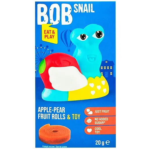 Натуральні цукерки Bob Snail Яблуко-Груша з колекційною іграшкою Dragosnails 20 г - фото 2