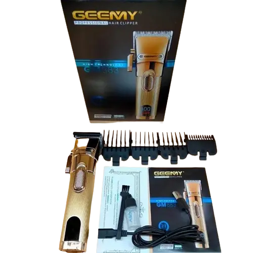 Тример акумуляторний Geemy GM-883 машинка для стрижки волосся з насадками золото - фото 2