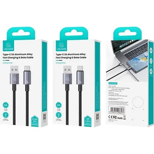 Кабель Usams US-SJ666 USB-A to USB-C 18W 2m Tarnish (SJ666USB01) [138988] - фото 5