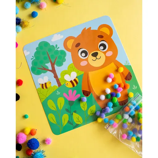 Набор для творчества Медведь Pompon Art 10100692, 100 помпонов и раскраска - фото 3